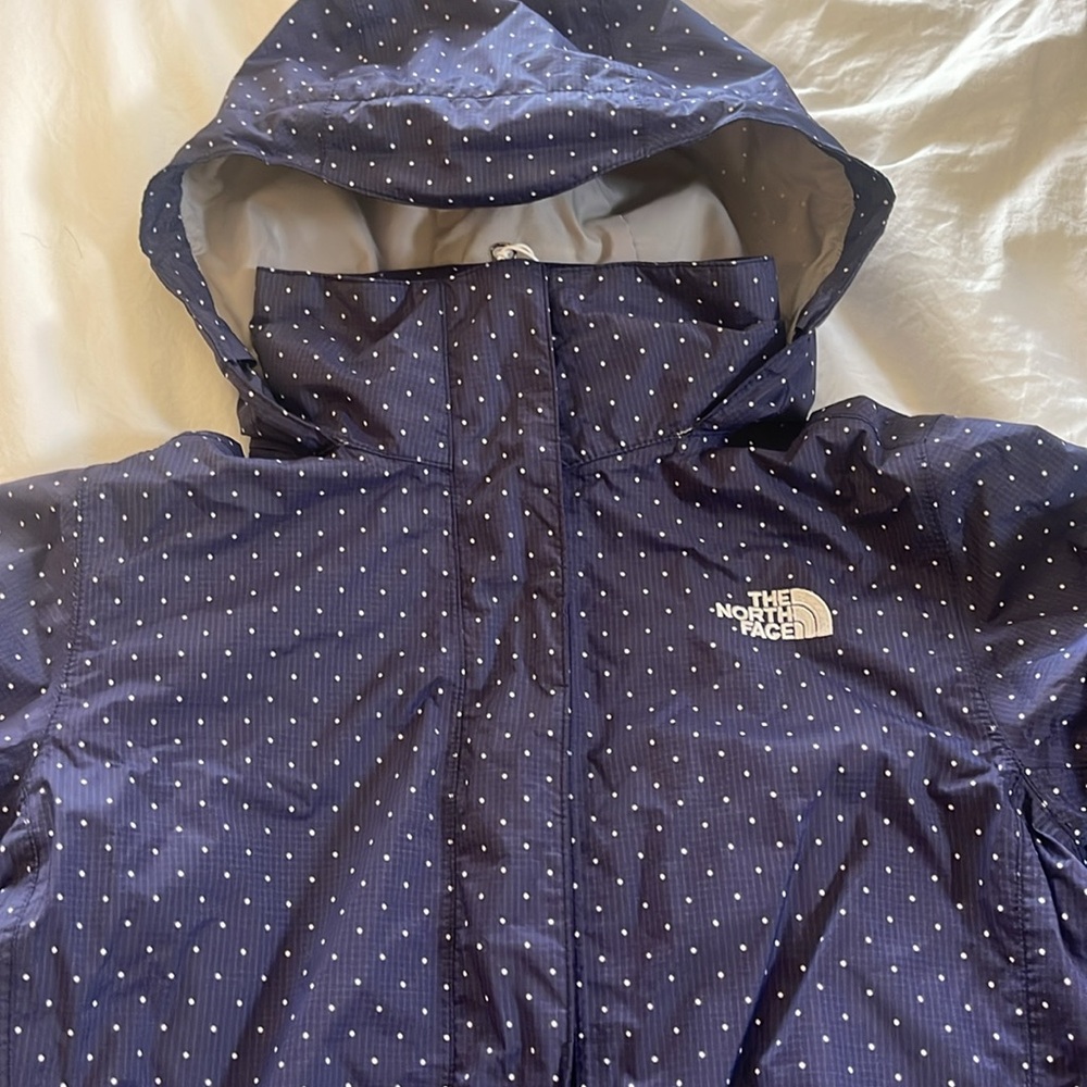 The North Face Dark Blue Polka Dot Raincoat - Picture 2 of 6